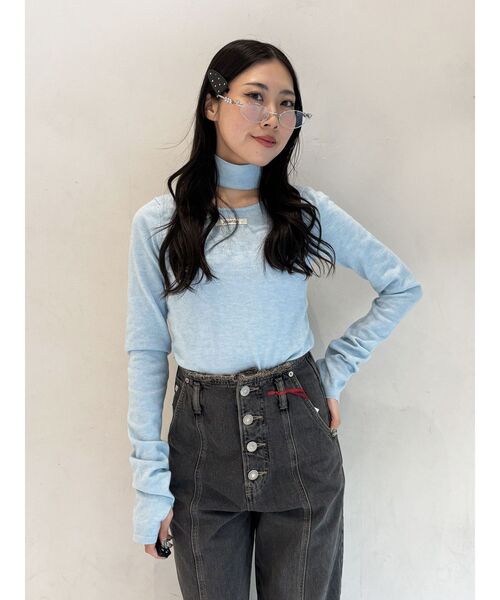 jouetie(ジュエティ)の「チョーカーネックニット(ニット/セーター・レディース・ブラック/ブルー/ピンク・MEDIUM)」の9枚目の写真