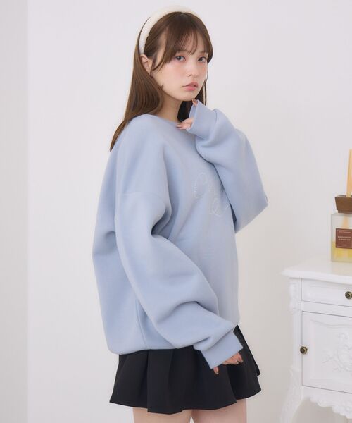 ems excite（エムズエキサイト）の「ビジューロゴBIGトレーナー（スウェット・レディース・ブルー/ナチュラル/チャコールグレー・FREE）」の17枚目の写真