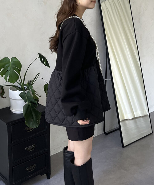 prose verse（プロズヴェール）の「キルティング切替ペプラムスウェット（Tシャツ/カットソー・レディース・ベージュ/ブラック・LARGE/MEDIUM）」の11枚目の写真