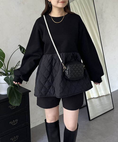 prose verse（プロズヴェール）の「キルティング切替ペプラムスウェット（Tシャツ/カットソー・レディース・ベージュ/ブラック・LARGE/MEDIUM）」の12枚目の写真