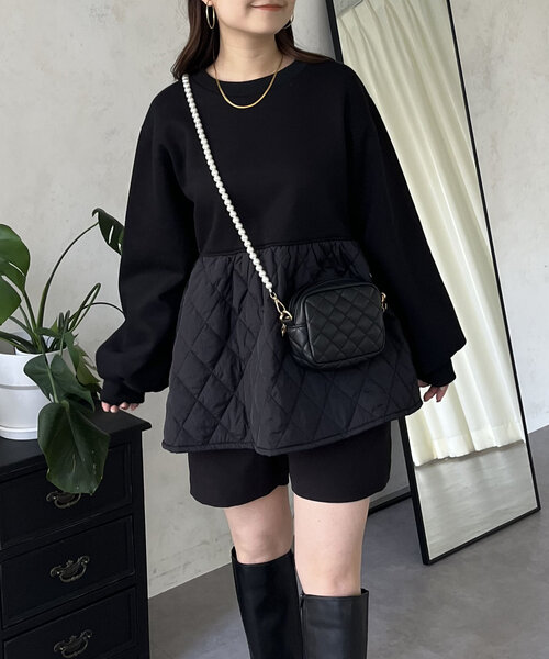 prose verse（プロズヴェール）の「キルティング切替ペプラムスウェット（Tシャツ/カットソー・レディース・ベージュ/ブラック・LARGE/MEDIUM）」の13枚目の写真