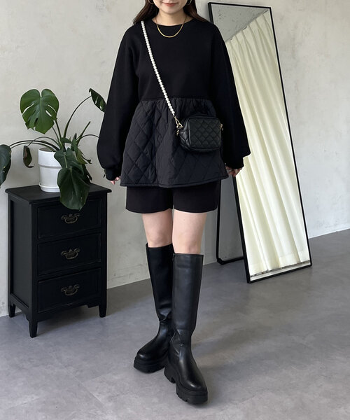 prose verse（プロズヴェール）の「キルティング切替ペプラムスウェット（Tシャツ/カットソー・レディース・ベージュ/ブラック・LARGE/MEDIUM）」の16枚目の写真