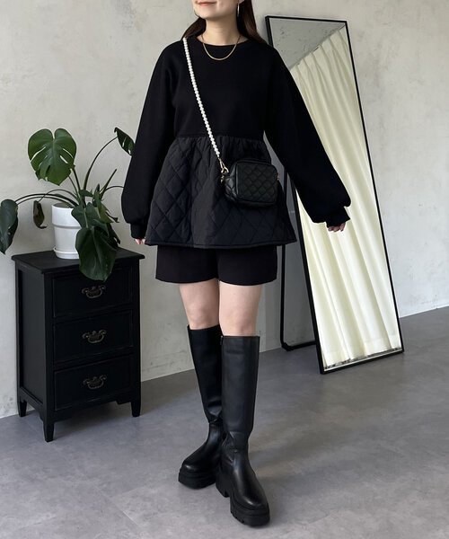 prose verse（プロズヴェール）の「キルティング切替ペプラムスウェット（Tシャツ/カットソー・レディース・ベージュ/ブラック・LARGE/MEDIUM）」の17枚目の写真