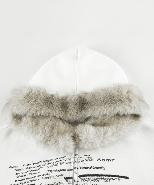 【セール】Y2K 裏起毛エコファーフードレタリングジップパーカー（パーカー）｜gossip！ロサンゼルス（ゴシップロサンゼルス）