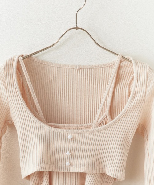 BLANK (ブランク)の「▲Front Ribbon layered Tops / フロントリボン重ね着トップス(Tシャツ/カットソー・レディース・ホワイト・FREE)」の9枚目の写真