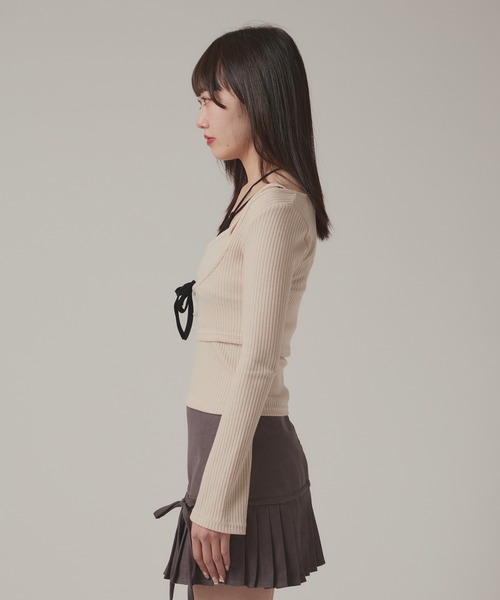 BLANK (ブランク)の「▲Front Ribbon layered Tops / フロントリボン重ね着トップス(Tシャツ/カットソー・レディース・ホワイト・FREE)」の17枚目の写真