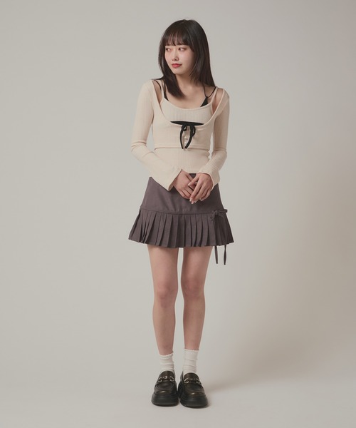 BLANK (ブランク)の「▲Front Ribbon layered Tops / フロントリボン重ね着トップス(Tシャツ/カットソー・レディース・ホワイト・FREE)」の6枚目の写真