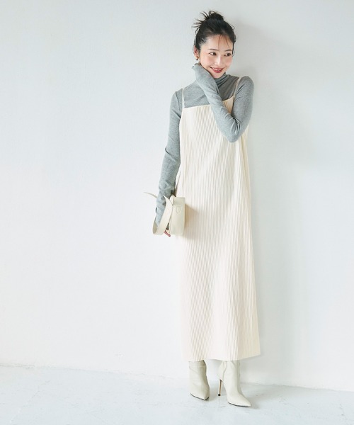 セール】ジョーゼットリブIラインワンピース（ワンピース）｜coca