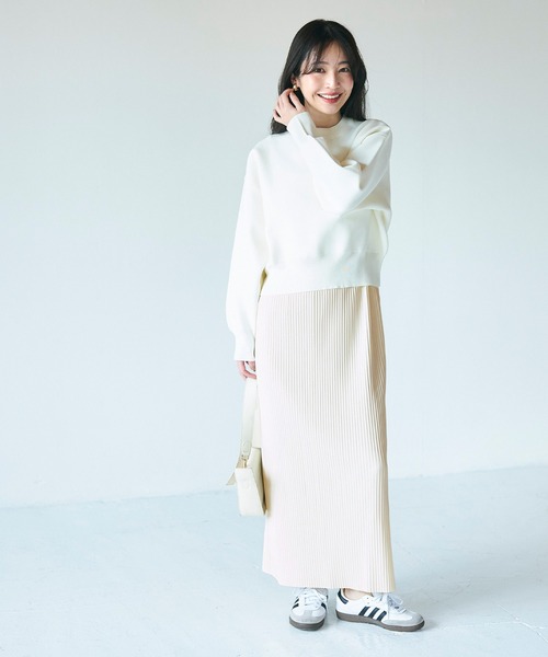 coca（coca）（コカ）の「ジョーゼットリブIラインワンピース（ワンピース・レディース・アイボリー/ブラック・L/M）」の18枚目の写真