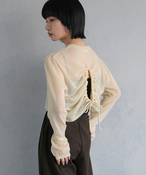 cheriella】バックストリングシアーニットトップス BACK STRING SHEER
