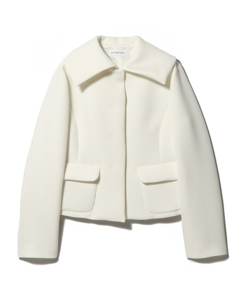 ESTNATION（エストネーション）の「ESTNATION / ビッグカラ－ コンパクト ジャケット（その他アウター・レディース・ライトブルー/オフホワイト・38/36）」の2枚目の写真