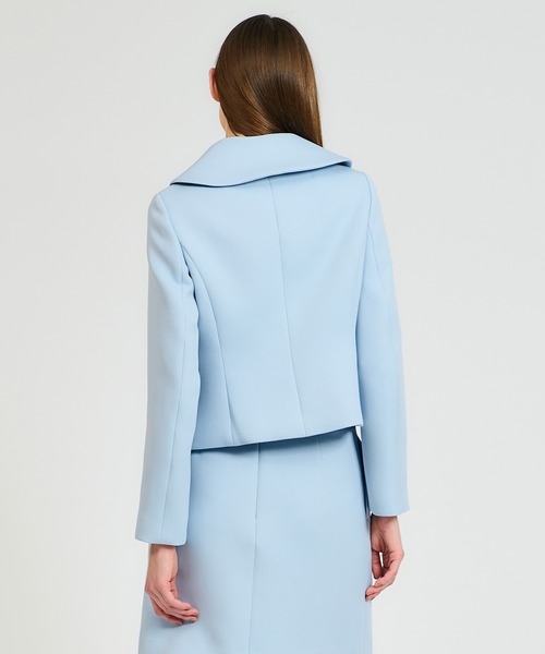 ESTNATION（エストネーション）の「ESTNATION / ビッグカラ－ コンパクト ジャケット（その他アウター・レディース・ライトブルー/オフホワイト・38/36）」の4枚目の写真