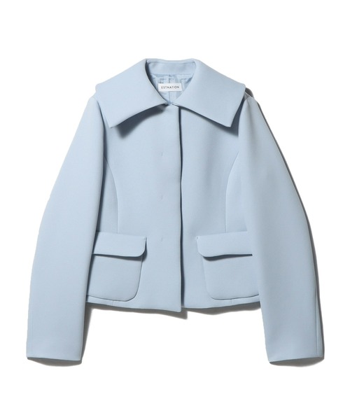 ESTNATION（エストネーション）の「ESTNATION / ビッグカラ－ コンパクト ジャケット（その他アウター・レディース・ライトブルー/オフホワイト・38/36）」の6枚目の写真