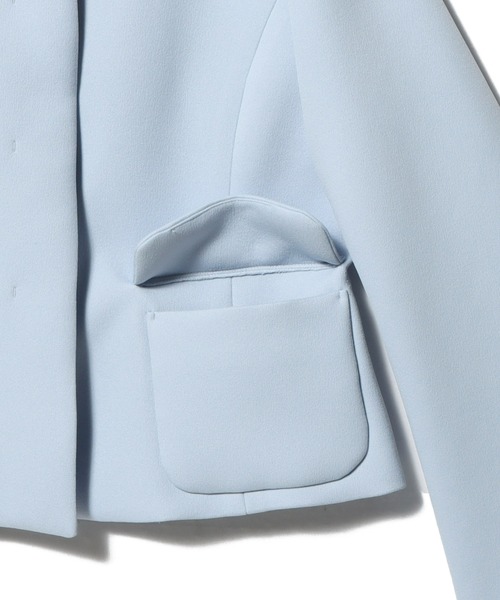 ESTNATION（エストネーション）の「ESTNATION / ビッグカラ－ コンパクト ジャケット（その他アウター・レディース・ライトブルー/オフホワイト・38/36）」の10枚目の写真