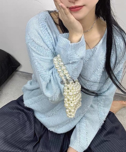 gossip！ロサンゼルス（ゴシップロサンゼルス）の「フリンジニットプルオーバー（ニット/セーター・レディース・オレンジ/オフホワイト/ブルー・FREE）」の22枚目の写真
