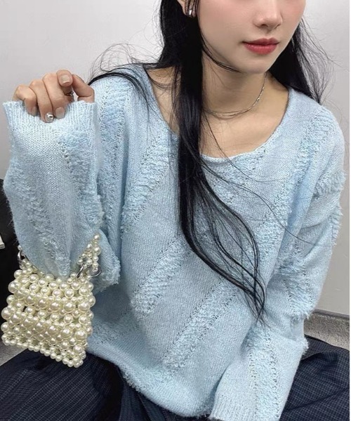 gossip！ロサンゼルス（ゴシップロサンゼルス）の「フリンジニットプルオーバー（ニット/セーター・レディース・オレンジ/オフホワイト/ブルー・FREE）」の21枚目の写真