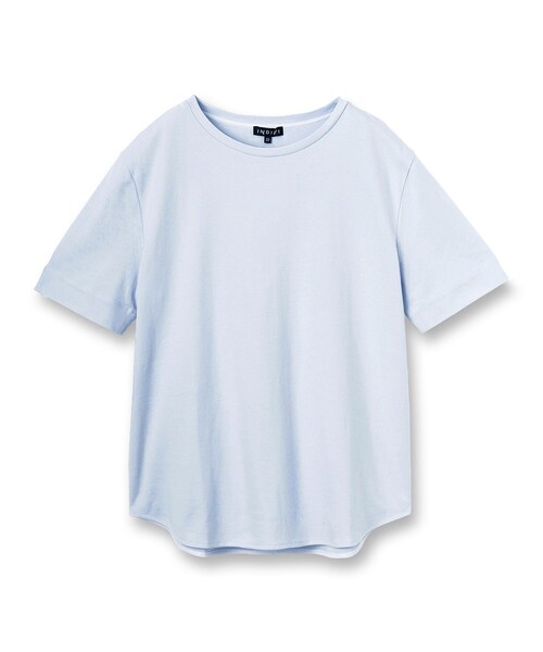 INDIVI（インディヴィ）の「【洗える】シンプルきれいめ無地Tシャツ（Tシャツ/カットソー・レディース・ホワイト/イエロー系その他/サックスブルー/チャコールグレー・38/34/05/15 /13/19）」の5枚目の写真