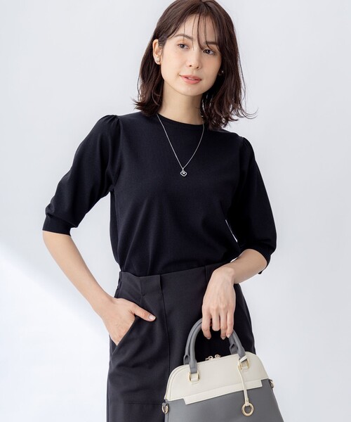 組曲 S(クミキョク チイサイサイズ)の「フラワーメタル ニットTシャツ(ニット/セーター・レディース・ライトグリーン系/ブラック系/ブルー系/アイボリー系/アイボリー系1/オールドローズ系・S2)」の9枚目の写真