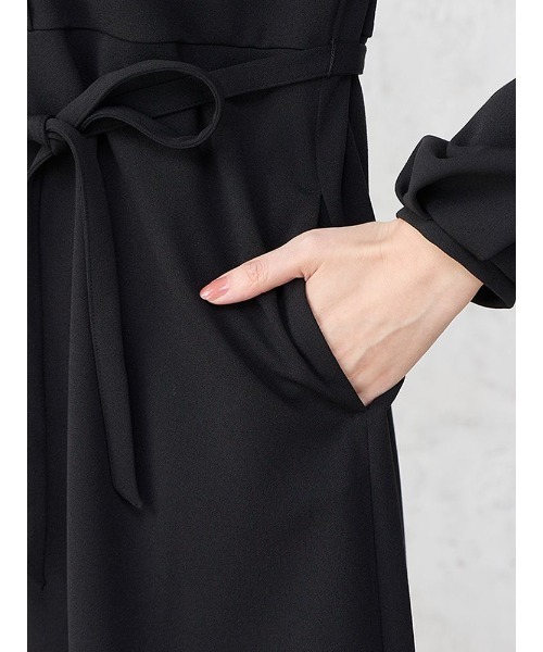 美品　BRIEFING ブラック ワンピース L ブローチ付き ピンタックワンピース ブラック/ネイビー