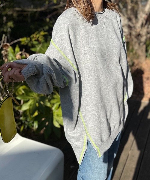 mi via loca(ミヴィアロカ)の「ウラケ リメイクデザイン ビッグシルエット スウェット(スウェット・レディース・ブラック/ピンク/アイボリー/トップグレー・FREE)」の9枚目の写真