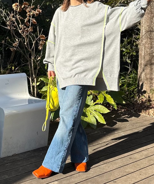 mi via loca(ミヴィアロカ)の「ウラケ リメイクデザイン ビッグシルエット スウェット(スウェット・レディース・ブラック/ピンク/アイボリー/トップグレー・FREE)」の22枚目の写真