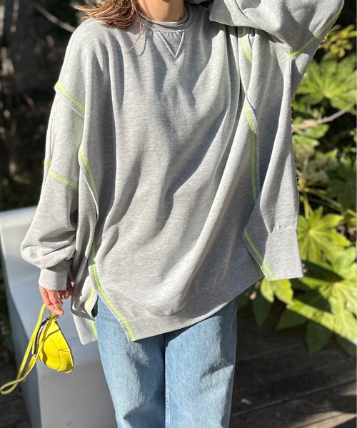 mi via loca(ミヴィアロカ)の「ウラケ リメイクデザイン ビッグシルエット スウェット(スウェット・レディース・ブラック/ピンク/アイボリー/トップグレー・FREE)」の8枚目の写真