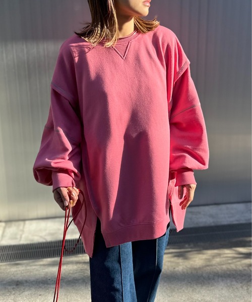 mi via loca(ミヴィアロカ)の「ウラケ リメイクデザイン ビッグシルエット スウェット(スウェット・レディース・ブラック/ピンク/アイボリー/トップグレー・FREE)」の5枚目の写真