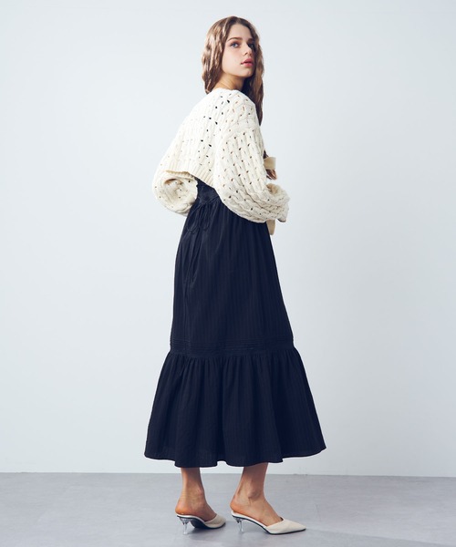 DEICY（デイシー）の「スパンコールケーブルリボンボレロ（カーディガン/ボレロ・レディース・ベビーピンク/アイボリー・FREE）」の3枚目の写真