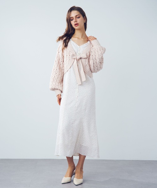 DEICY（デイシー）の「スパンコールケーブルリボンボレロ（カーディガン/ボレロ・レディース・ベビーピンク/アイボリー・FREE）」の9枚目の写真