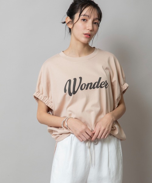 Munich（ミューニック）の「シャーリングロゴトップス（Tシャツ/カットソー・レディース・ブラック/ホワイト/ピンク/ベージュ・FREE）」の9枚目の写真