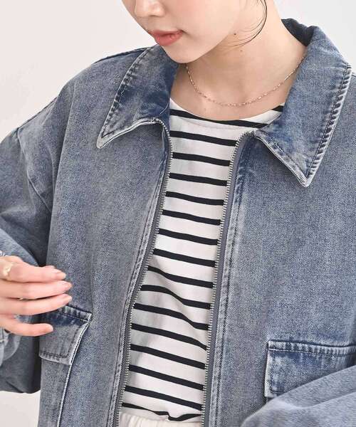 rps（アールピーエス）の「デニムステンカラーブルゾン（デニムジャケット・レディース・ブラック/ブルー・フリー）」の7枚目の写真