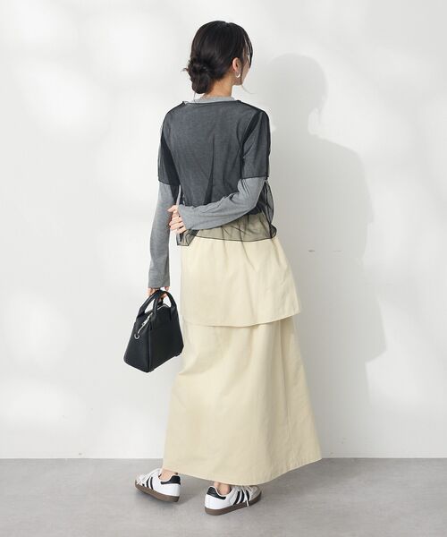 CRAFT STANDARD BOUTIQUE(クラフトスタンダードブティック)の「オーバーラップスカート(スカート・レディース・チャコールグレー/ベージュ・M/L)」の9枚目の写真