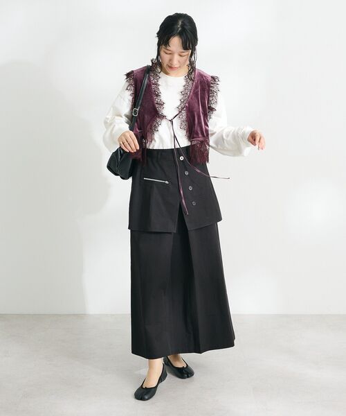 CRAFT STANDARD BOUTIQUE(クラフトスタンダードブティック)の「オーバーラップスカート(スカート・レディース・チャコールグレー/ベージュ・M/L)」の17枚目の写真