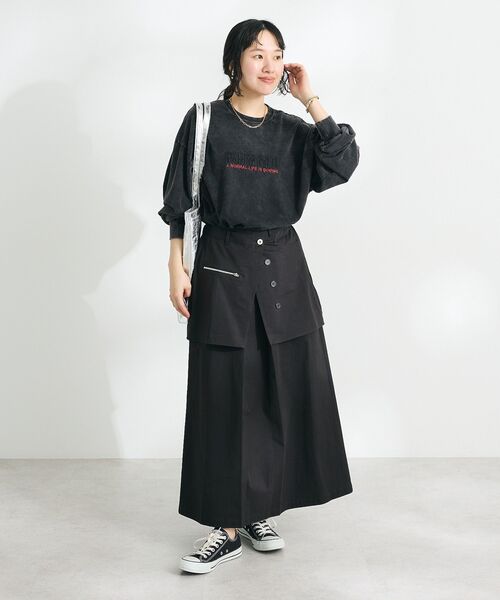 CRAFT STANDARD BOUTIQUE(クラフトスタンダードブティック)の「オーバーラップスカート(スカート・レディース・チャコールグレー/ベージュ・M/L)」の20枚目の写真