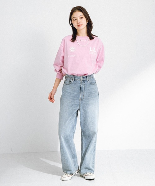 URBAN RESEARCH Sonny Label（アーバンリサーチサニーレーベル）の「カレッジロゴプリントロングTシャツ（Tシャツ/カットソー・レディース・オフホワイト/ピンク/スミクロ・FREE）」の22枚目の写真