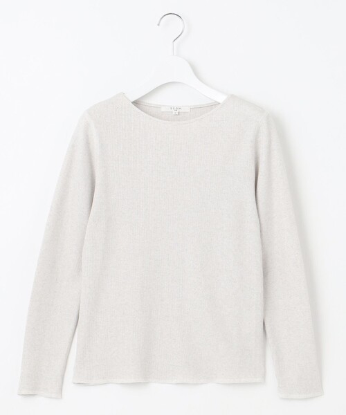 23区(ニジュウサンク)の「【SLOW/一部店舗限定】ラメリブジャージー ロングTシャツ(Tシャツ/カットソー・レディース・ライトグレー系/アイボリー系・40/38)」の9枚目の写真