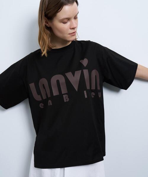 LANVIN en Bleu（ランバンオンブルー）の「ビッグロゴプリントTシャツ（Tシャツ/カットソー・レディース・カーキ/オフホワイト/ブラック・38）」の2枚目の写真