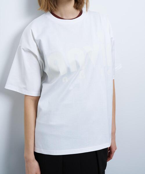 LANVIN en Bleu（ランバンオンブルー）の「ビッグロゴプリントTシャツ（Tシャツ/カットソー・レディース・カーキ/オフホワイト/ブラック・38）」の4枚目の写真