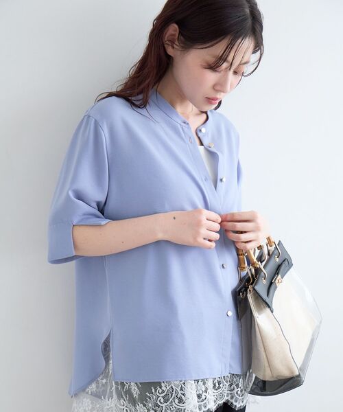 le.coeur blanc（ルクールブラン）の「2WAYジョーゼットブラウス（シャツ/ブラウス・レディース・オフホワイト/サックスブルー/ダークグレー/ネイビー/ブラック/カーキオリーブ/ピンク・38）」の9枚目の写真