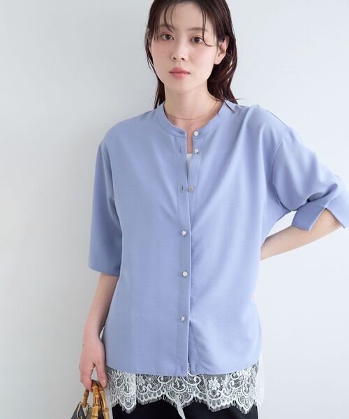 le.coeur blanc（ルクールブラン）の「2WAYジョーゼットブラウス（シャツ/ブラウス・レディース・オフホワイト/サックスブルー/ダークグレー/ネイビー/ブラック/カーキオリーブ/ピンク・38）」の10枚目の写真