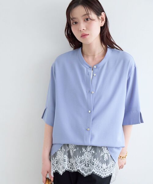 le.coeur blanc（ルクールブラン）の「2WAYジョーゼットブラウス（シャツ/ブラウス・レディース・オフホワイト/サックスブルー/ダークグレー/ネイビー/ブラック/カーキオリーブ/ピンク・38）」の11枚目の写真