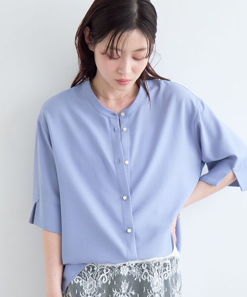 le.coeur blanc（ルクールブラン）の「2WAYジョーゼットブラウス（シャツ/ブラウス・レディース・オフホワイト/サックスブルー/ダークグレー/ネイビー/ブラック/カーキオリーブ/ピンク・38）」の12枚目の写真