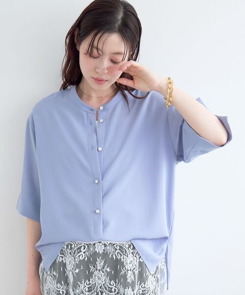 le.coeur blanc（ルクールブラン）の「2WAYジョーゼットブラウス（シャツ/ブラウス・レディース・オフホワイト/サックスブルー/ダークグレー/ネイビー/ブラック/カーキオリーブ/ピンク・38）」の14枚目の写真