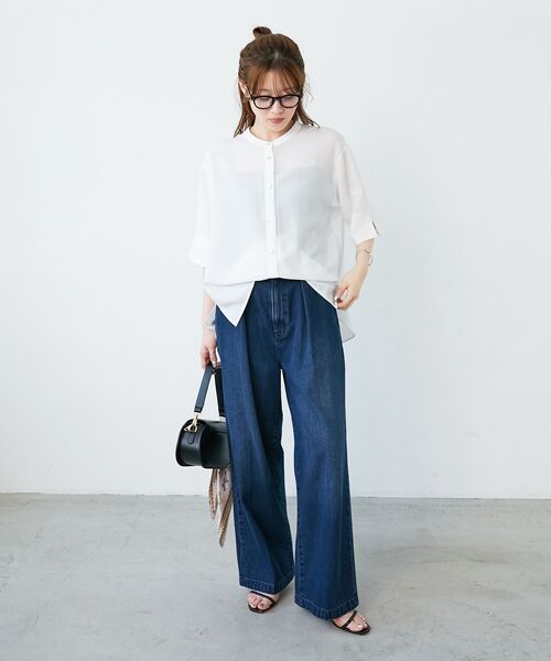 le.coeur blanc（ルクールブラン）の「★NO.1ヒット大人気ブラウス★2WAYジョーゼットブラウス（シャツ/ブラウス・レディース・オフホワイト/サックスブルー/ダークグレー/ネイビー/ブラック・38）」の14枚目の写真