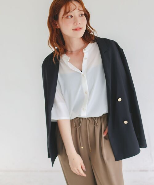 le.coeur blanc（ルクールブラン）の「★NO.1ヒット大人気ブラウス★2WAYジョーゼットブラウス（シャツ/ブラウス・レディース・オフホワイト/サックスブルー/ダークグレー/ネイビー/ブラック・38）」の19枚目の写真