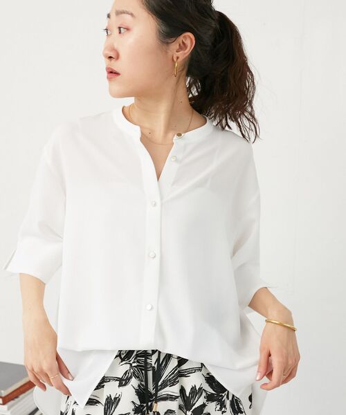 le.coeur blanc（ルクールブラン）の「★NO.1ヒット大人気ブラウス★2WAYジョーゼットブラウス（シャツ/ブラウス・レディース・オフホワイト/サックスブルー/ダークグレー/ネイビー/ブラック・38）」の22枚目の写真