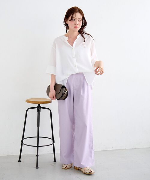 le.coeur blanc(ルクールブラン)の「2WAYジョーゼットブラウス(シャツ/ブラウス・レディース・オフホワイト/サックスブルー/ダークグレー/ネイビー/ブラック/カーキオリーブ/ピンク/ライトグレー・38)」の9枚目の写真