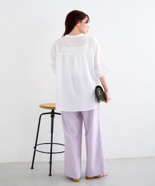 le.coeur blanc(ルクールブラン)の「2WAYジョーゼットブラウス(シャツ/ブラウス・レディース・オフホワイト/サックスブルー/ダークグレー/ネイビー/ブラック/カーキオリーブ/ピンク/ライトグレー・38)」の12枚目の写真