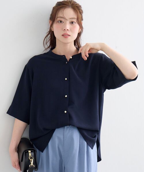 le.coeur blanc(ルクールブラン)の「2WAYジョーゼットブラウス(シャツ/ブラウス・レディース・オフホワイト/サックスブルー/ダークグレー/ネイビー/ブラック/カーキオリーブ/ピンク/ライトグレー・38)」の20枚目の写真