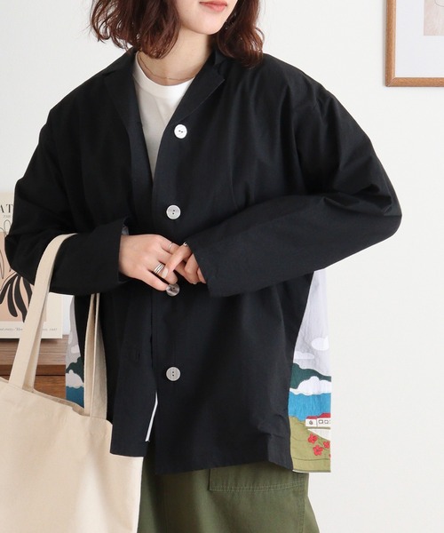 Emago(イマゴ)の「EMAGO 街並みパッチワーク刺繍ジャケット(テーラードジャケット・レディース・ベージュ/ブラック/カーキ・FREE)」の22枚目の写真